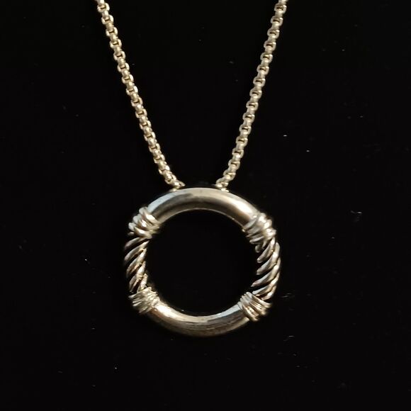 Silver-Toned Textured Necklace & Earrings Set, 18" - Picture 3 of 4